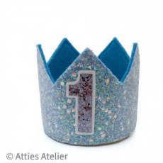 Kroon glitter - baby blauw