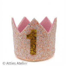 Kroon glitter - baby roze