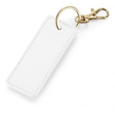 Sleutelhanger Faux Leather Rechthoek - Wit